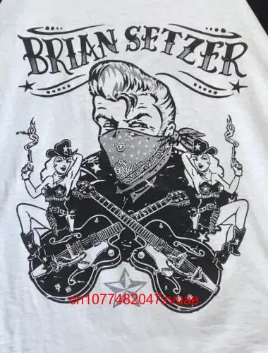 Brian Setzer T Shirt Stray Cats Rock Mens Medium Concert long or short sleeves