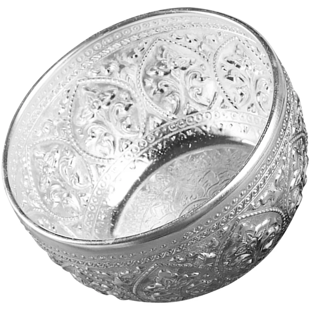 

Vintage Thai Tin For Essential Oil Storage Decorative Water Salon Use Small Rice Fruit Carved Design Smooth Surface Thai