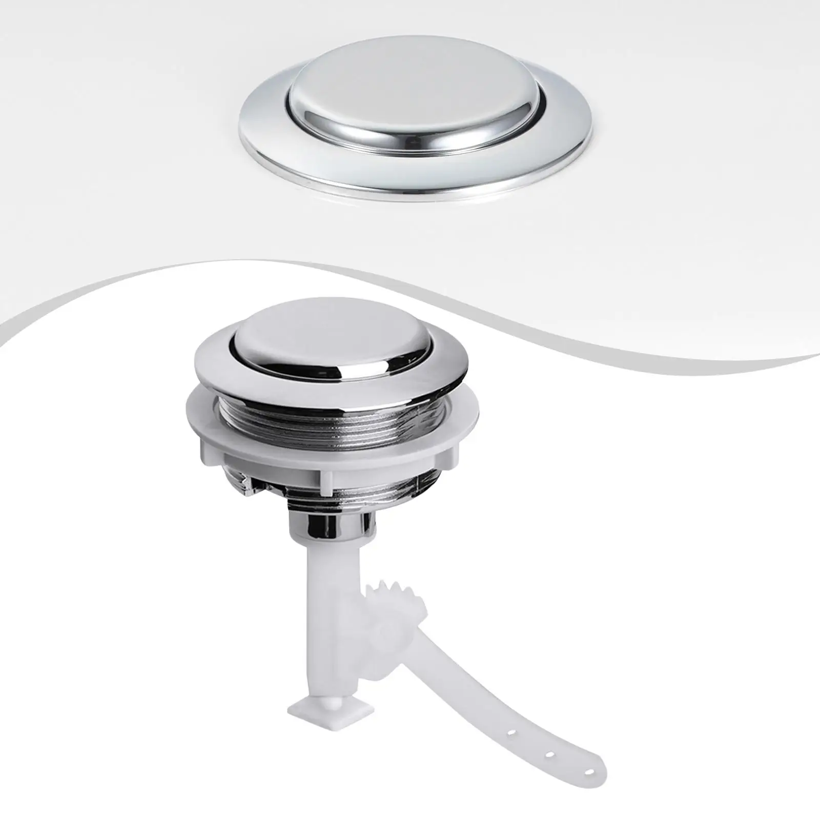 

Bathroom Toilet Tank Button Plastic Round Flush Button Home Accessory for Standard 50mm Lid Replacement