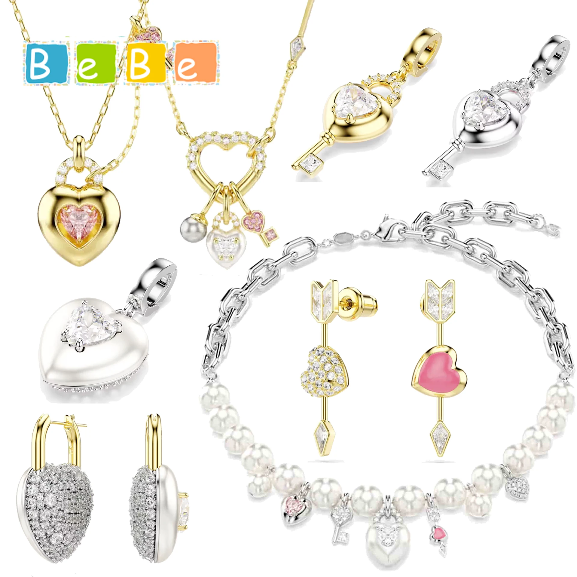 2026 Light Luxury High-quality Commemorative Jewelry Sets Charm White Heart Shaped Earrings Blue Moon Crystal Necklace for Women