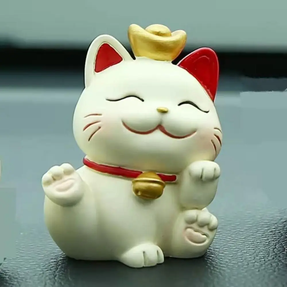 Shake cabeça gato da sorte decoração do carro braço acenando gato dos desenhos animados maneki neko ornamento multiuso resina carro fortuna gato ornamento