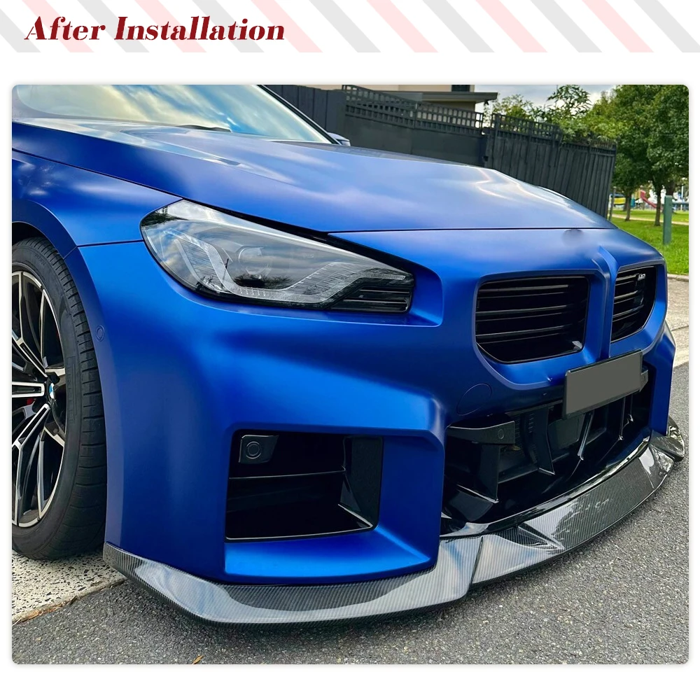 سبويلر شفة أمامية للسيارة من ألياف الكربون الحقيقية لسيارات BMW 2 Series G87 M2 كوبيه 2022 2023 مجموعات جسم السيارة الأمامي واقي الذقن والشفاه