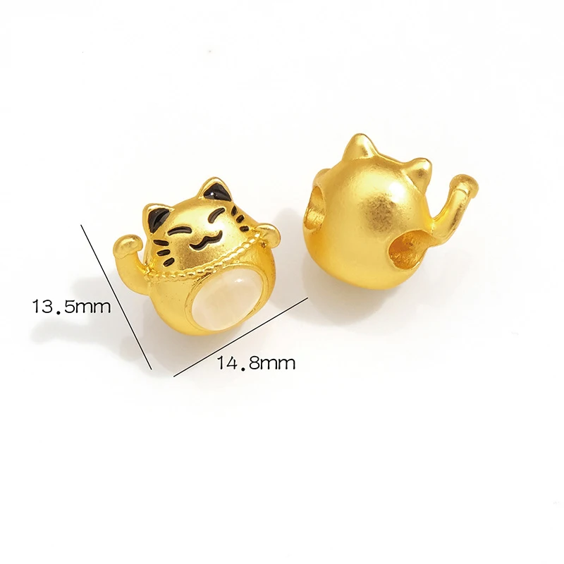 1pc Oil Drip Lucky Cat Bead For Women Jade Bunny Hare Rabbit Pendant Charms DIY Jewelry Making Bracelet Hair Accessory Wholesale