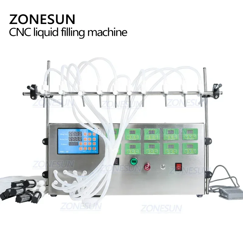 ZONESUN Macchina di rifornimento liquida elettrica della pompa di controllo digitale 3-4000ml per l'olio essenziale del succo d'acqua del profumo liquido con 10 teste