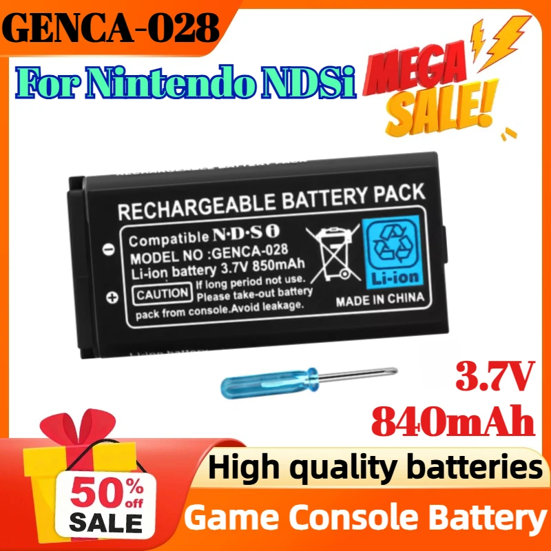 

GENCA-028 3.7V 840mAh Rechargeable Lithium-ion Battery for Nintendo NDSi Game Console Battery + Screwdriver Tool