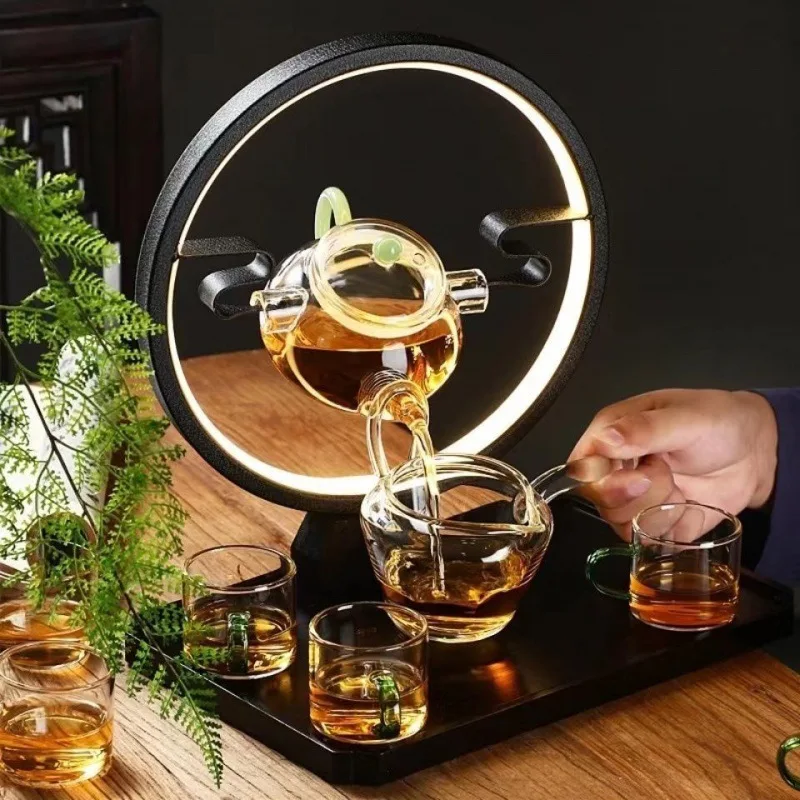 

Набор для заварочного чайника Pyrex, магнитная чаша с вращающейся крышкой, полуавтоматический заварочный чайник для ленивых