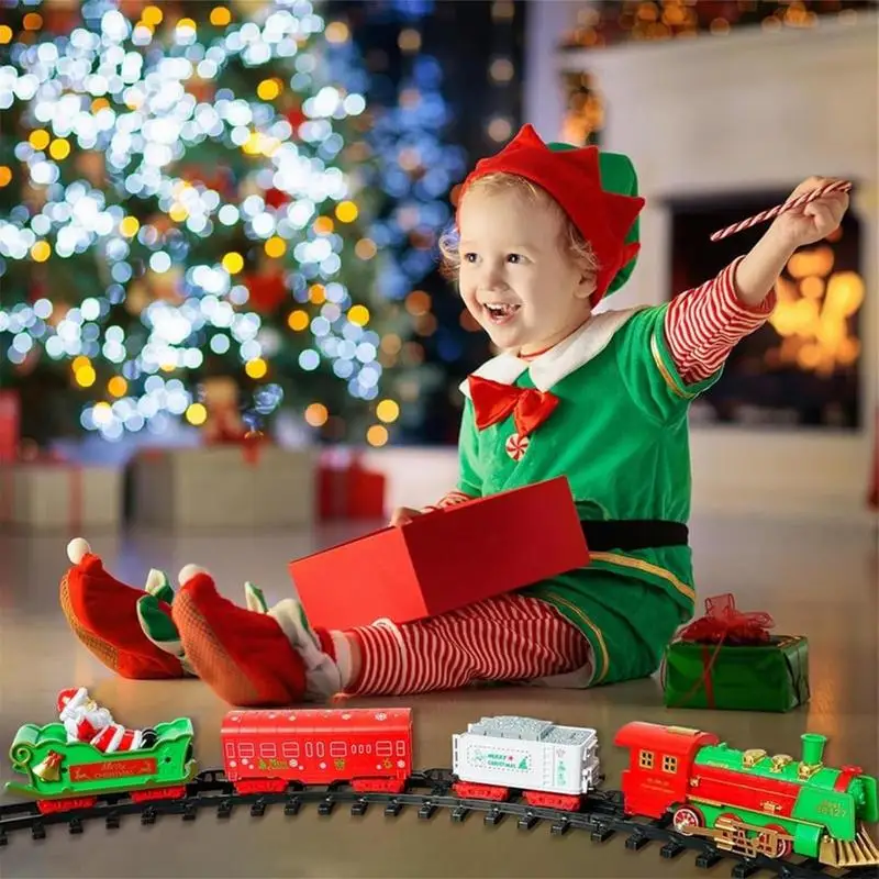 Treno elettrico di Natale attorno all'albero Set di giocattoli del treno intorno sotto l'albero di Natale Giocattoli del treno appendibili per attorno al