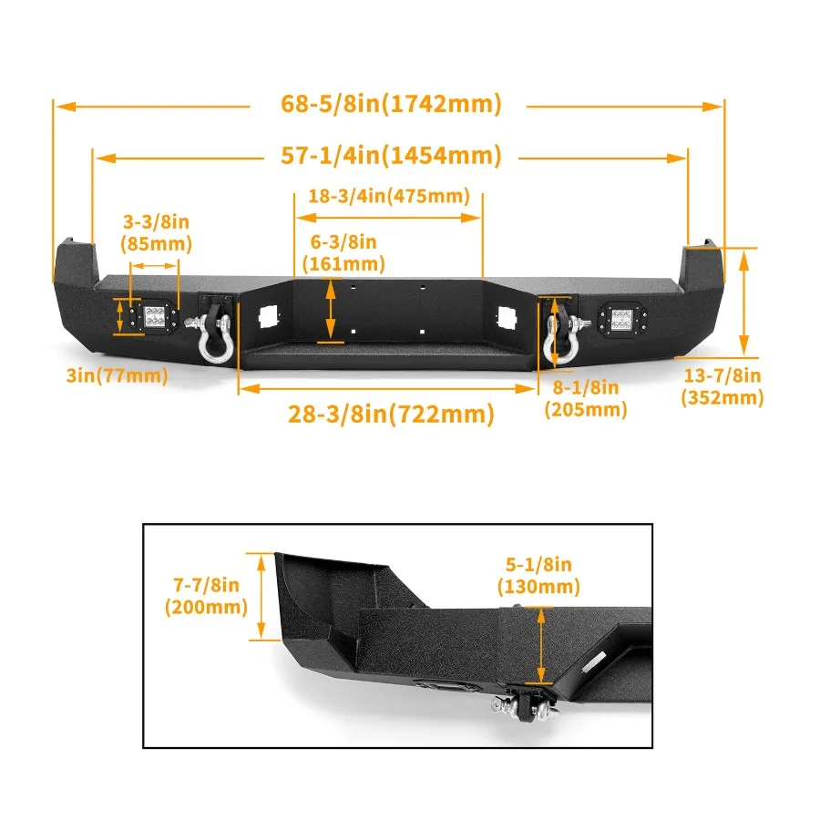 For  Tacoma 2005-2015 Rear Bumper w/License Plate andamp; LED Lights