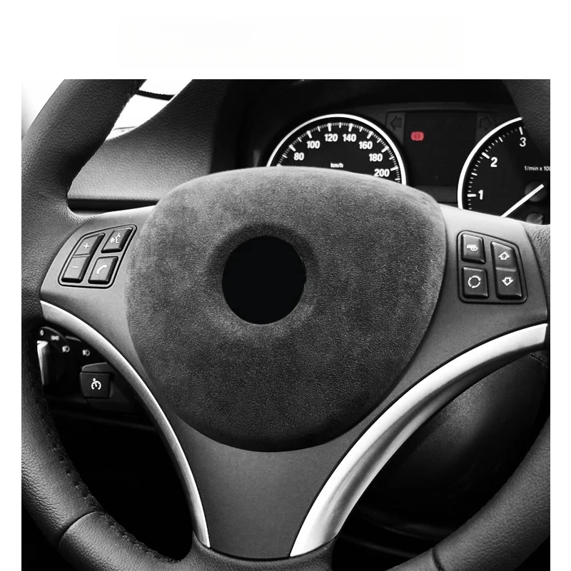 Carbon Fiber Wrap Steering Wheel Airbag Cover Trim For BMW E90 E92 E93 E81 E82 E87 E88 Made of Alcantara Car Interior Accessory