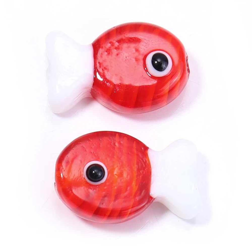 2pcs Cute Colorful Stripe Lampwork Glass Beads