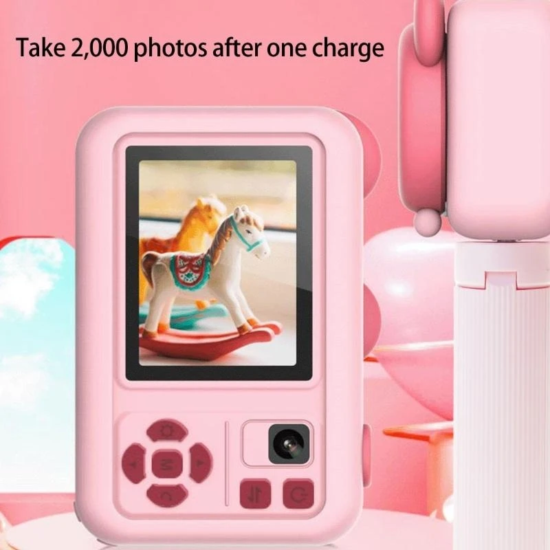 Digitalkamera für Kinder, bezauberndes Bären-Design, Doppellinse, Fotografie, abnehmbarer Ständer, einfache Schnittstelle, 15UB