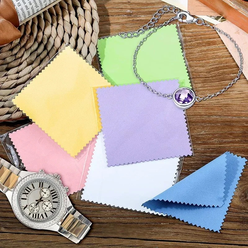 50/40/30/20/10pc Jewelry Cleaning Glasses Fabric Pink Polishing Cloth Sterling Silver Gold Platinum Small Polish Clothes 13x13cm