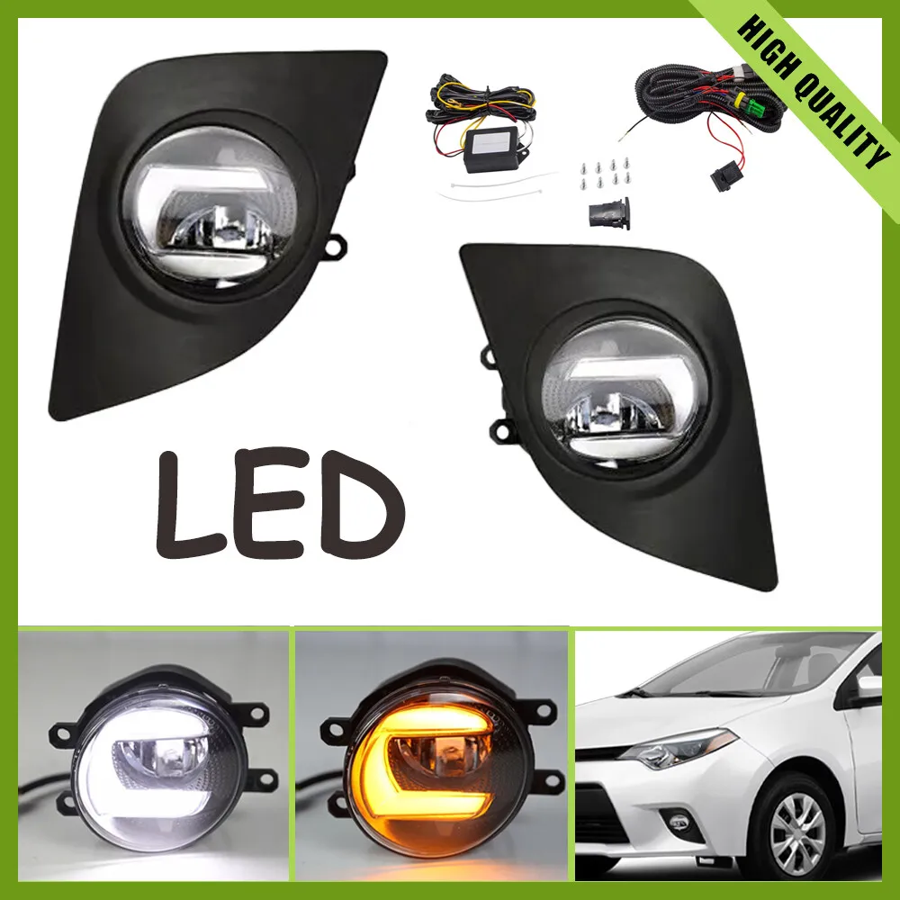 

Пара светодиодных противотуманных фар с поворотниками и проводкой для Toyota Corolla L LE 2014, 2015, 2016 годов выпуска