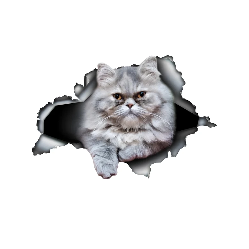 

DK520# Grey Persian Cat Car Stickers, Waterproof Pvc Animal Decals With 3D Effect, Block Scratches and Increase Fun Auto Parts