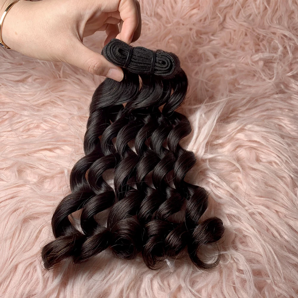 French Curly Braiding Human Hair Bundles 16 Inch Bouncy Loose Wavy Hair Bundles Super Double Drawn Roma Roll Curl Braiding Hair