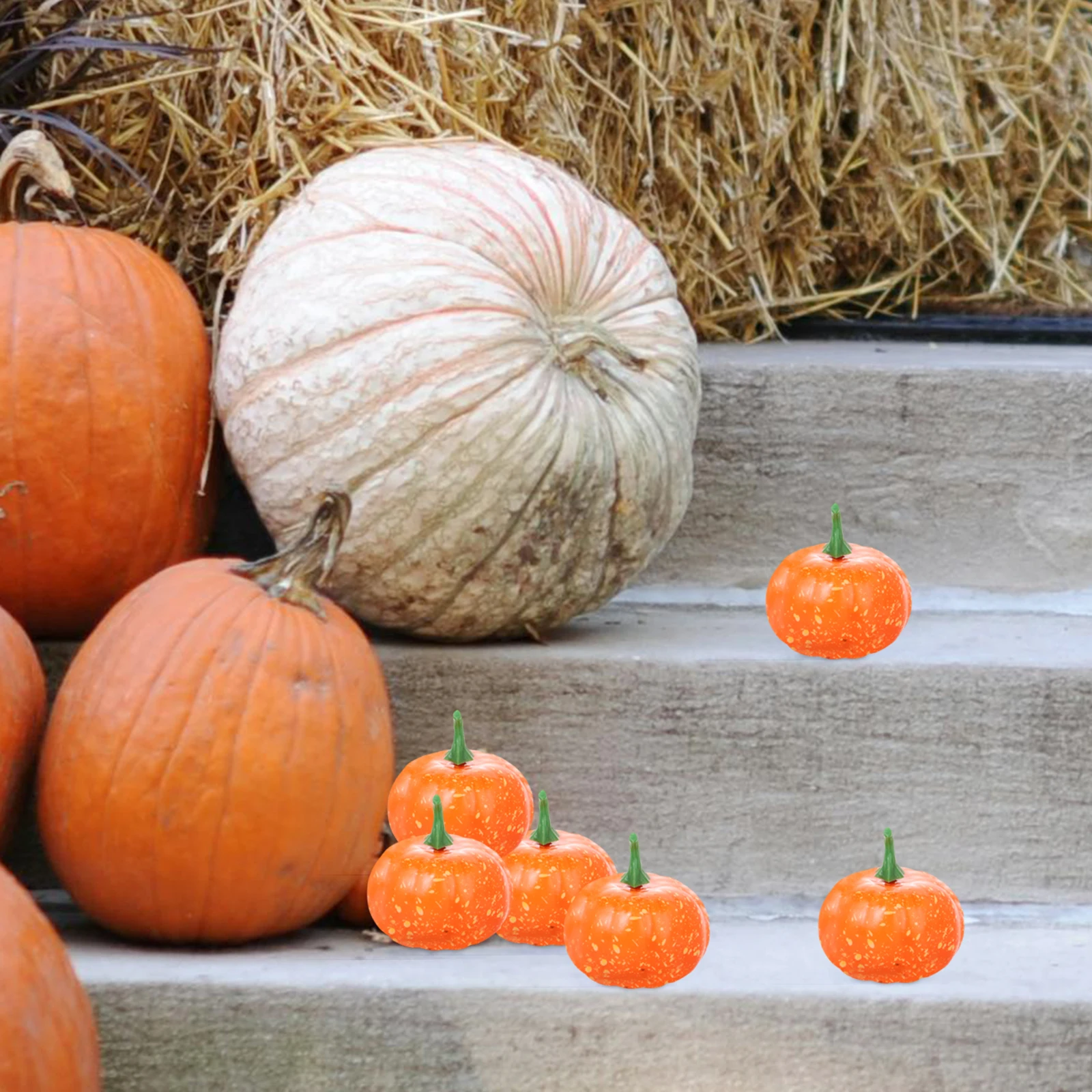 

16pcs Simulation Pumpkin Decor Lifelike Halloween Ornaments For Party Haunted House Bar Stage Indoor Outdoor Use Rustic Kitchen