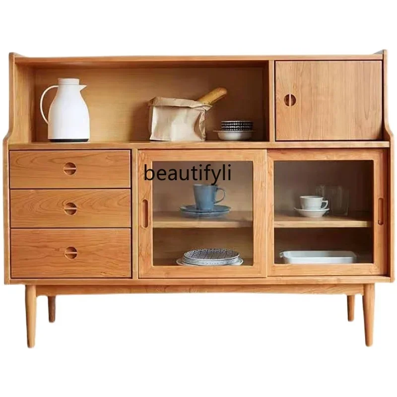 

S Simple Modern Storage Dining Side Cupboard Solid Wood Living Room Tea and Wine Cabinet Hallway Wall Storage Side Cabinet