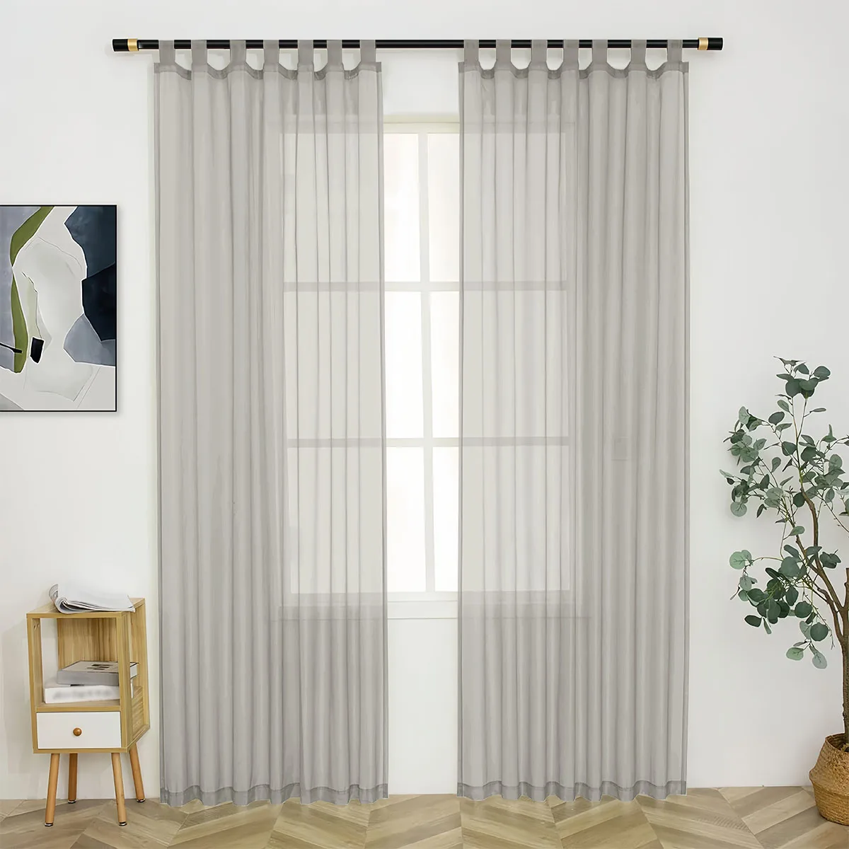 2PCS, Sheer Voile Ornamental Curtains, Tab Top And Light Weight Curtains For Bedroom, Living Room, Home Decor