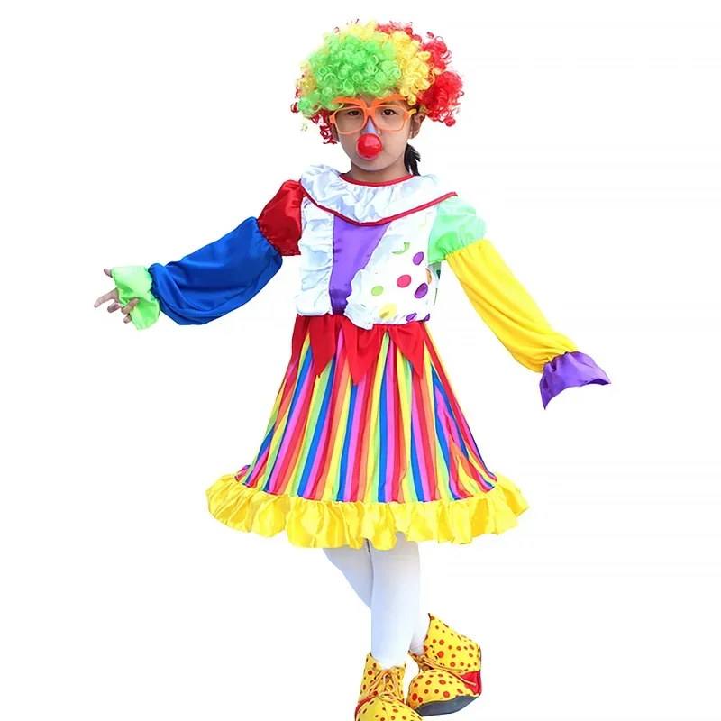 Costume cosplay da clown per bambini oversize Carnevale di Halloween Tuta natalizia Abbigliamento da compleanno da 3 a 12 anni
