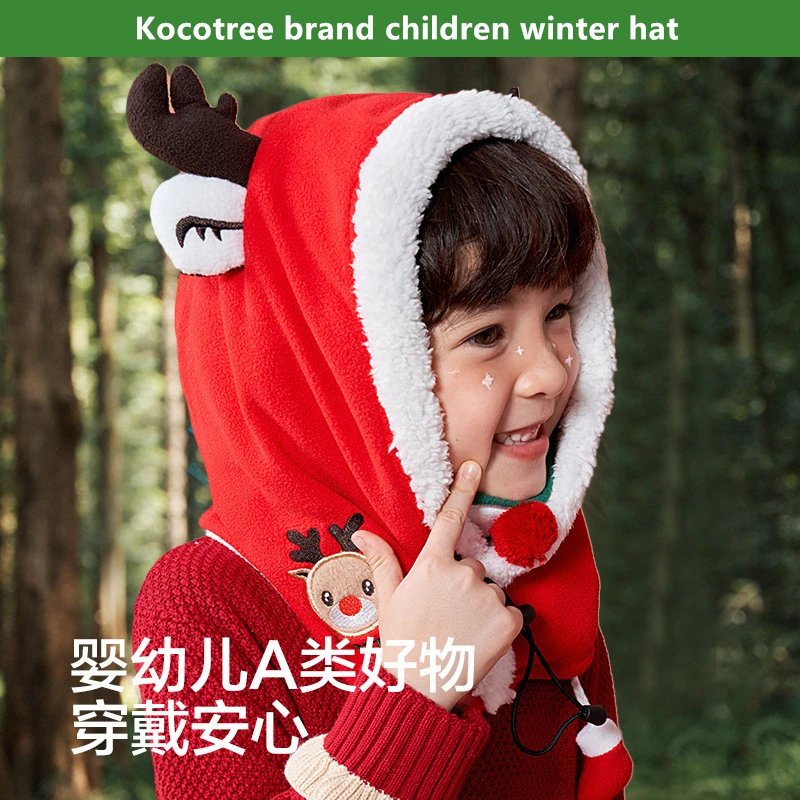 1 To 10 Years Old Boy Girl Winter Hat Neck Warm Cartoon Animal Windproof  Child Fleece Balaclava Kids Hiking Ski Cap