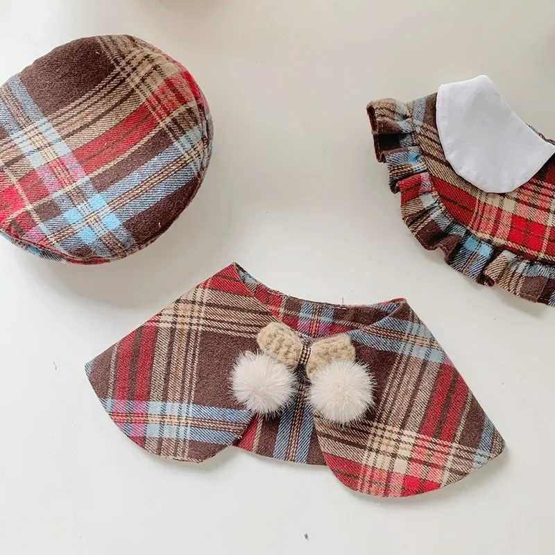 Cat Drool Bib Handmade Scarf Collar Pet Hat Bib Tie New Plaid Set Dog Bow Tie  Cat Accessories Puppy Accessories