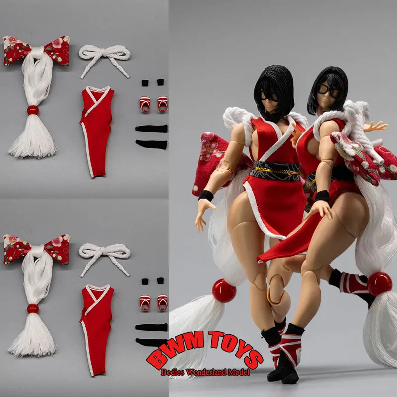 

1/12 Scale Female Soldier Red V-neck Slit Sleeveless Shirt Bow Back Hanging Accessories For 6inch Nottaa FURY Action Figure Doll