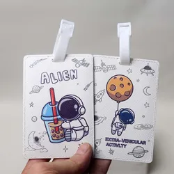 New Creative Milk Tea Alien accessori da viaggio etichetta per bagagli PU valigia ID Addres Holder etichetta per imbarco bagagli etichetta portatile