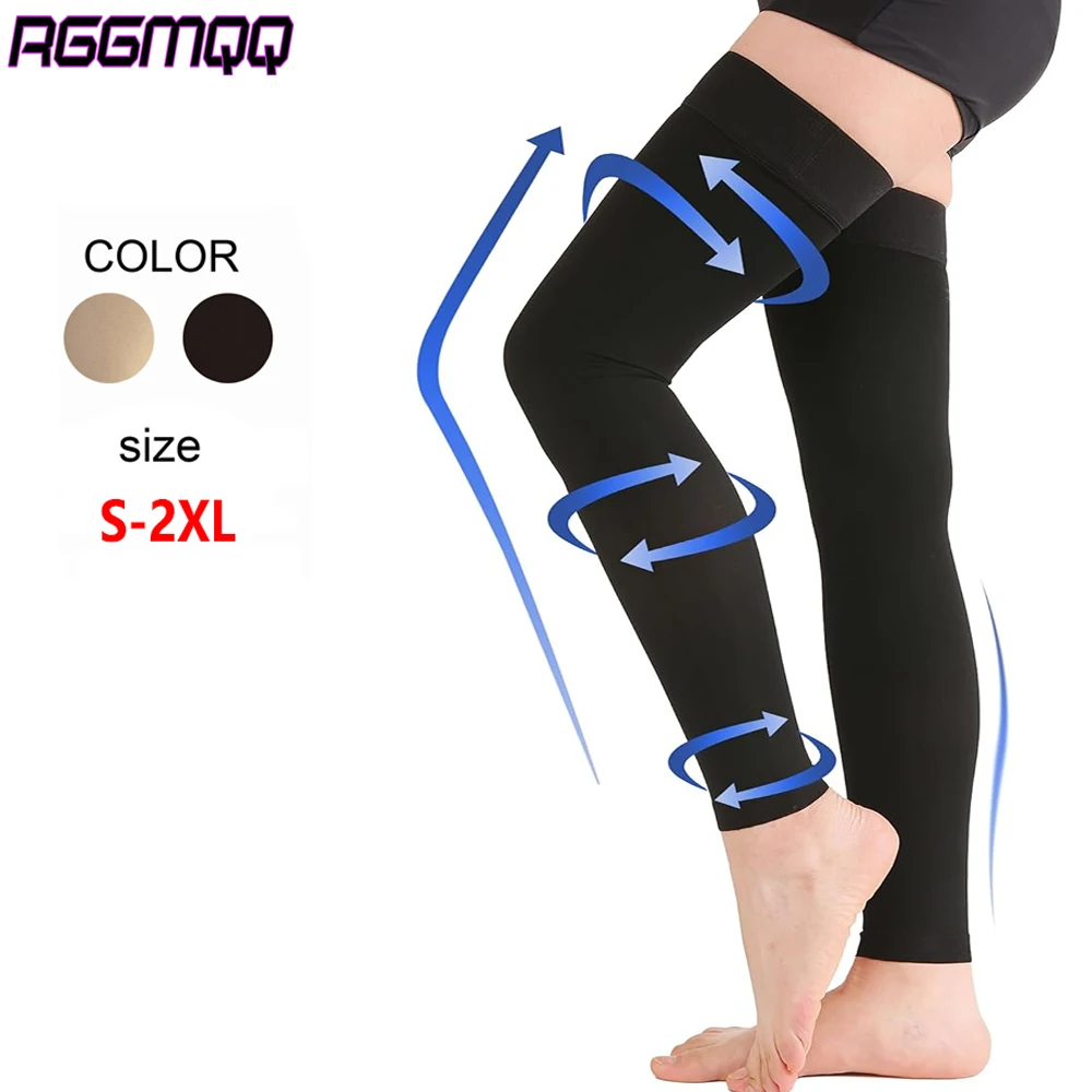 

1Pair Thigh High Compression Stockings for Women Men –Footless with Silicone Grip Top, Firm Support for Varicose Veins,Swelling,