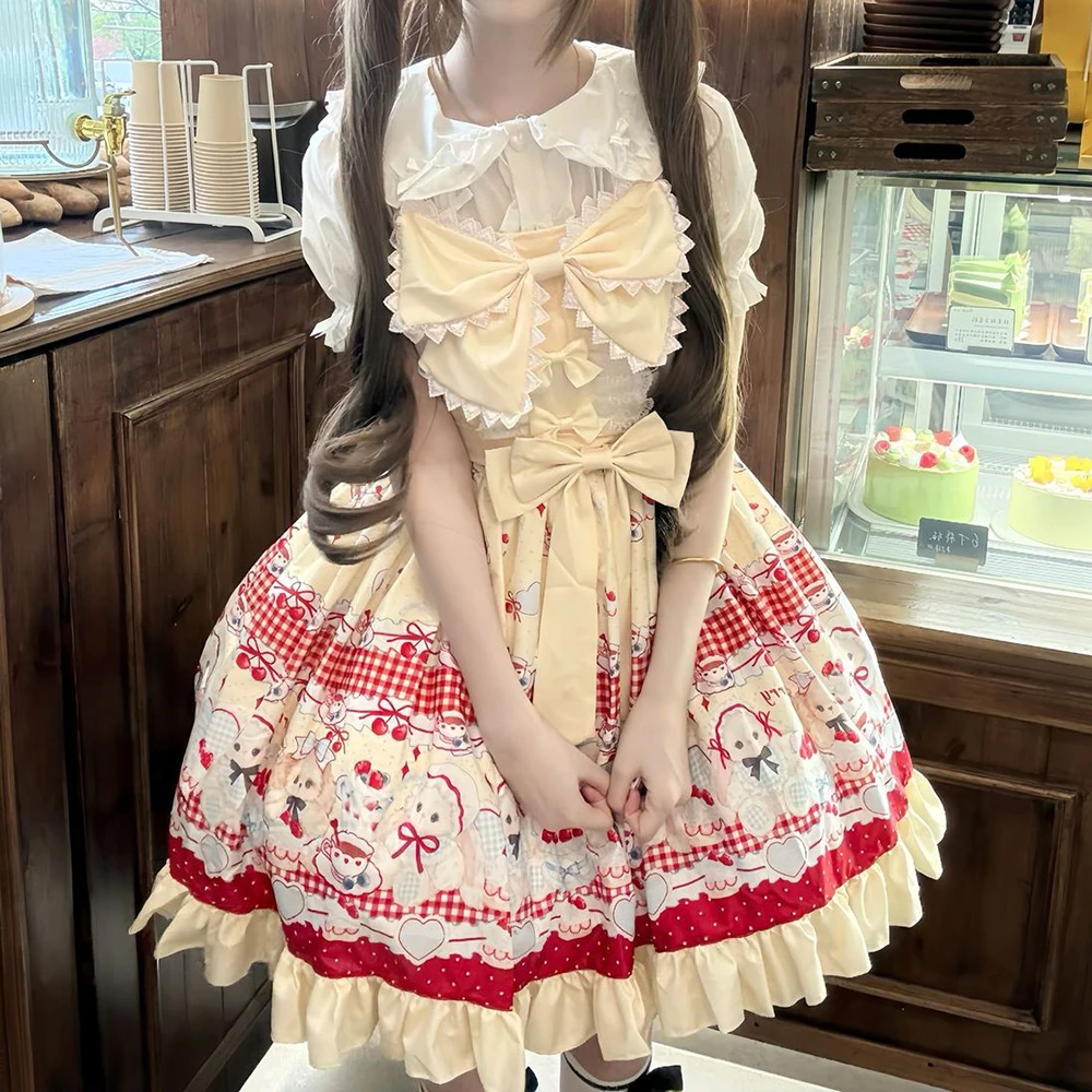Lolita [Cherry Sweet Pie] Cute Sweet Strap Skirt Sweet New Genuine Lolita  vestidos de mujer dresses for women 2026
