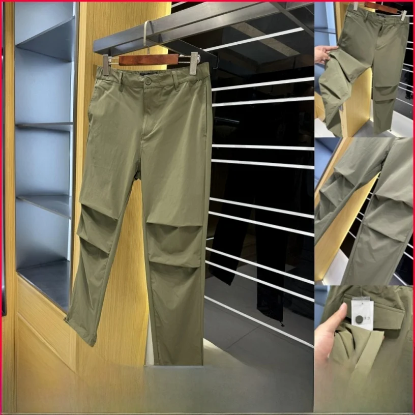 

Lightweight Breathable Summer Casual Pants Loose Fit Straight Leg Elastic Cuffed Long Trousers Faionable Urban Sle