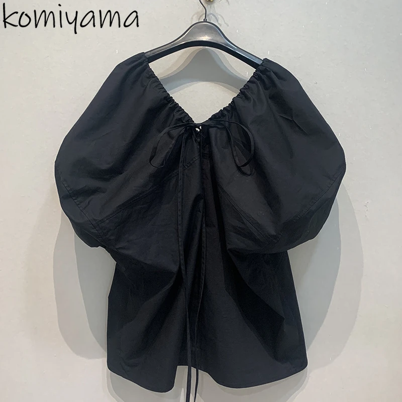 Bandage Bow 2024 Woman Blusas Backless Shirts Blouses Comfortable Ropa Mujer Sun Protection Camisas Spring Summer Loose Roupas