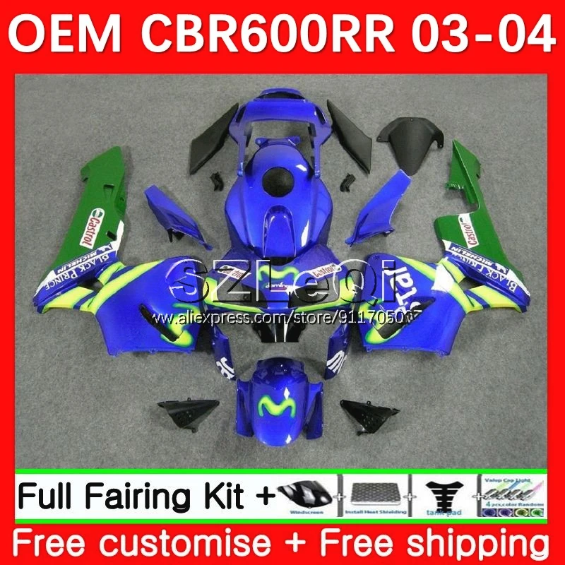 Injection Body + Decal For HONDA CBR600 CBR 600CC 600RR 600 RR CC F5 03 04 36No.17 CBR600RR 2003 2004 Movistar Blue OEM Fairings