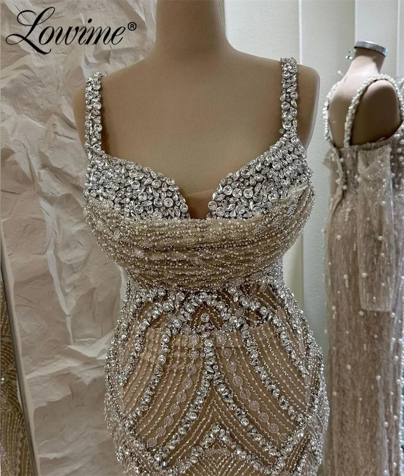 5 Style Arabic Evening Dress Women Bespoke Occasion Dresses 2024 Mermaid Crystal Pearls Party Engagement Gowns Robes De Soirée