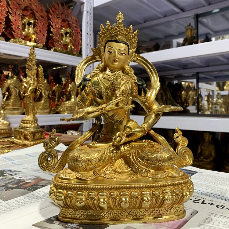 30CM Asia Buddhism HOME temple good buddha statue bless safe healty luck Gilding Vajrasattva Vajra Sakyamuni buddha statue