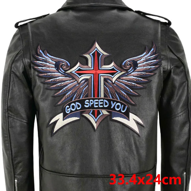 Punk Rock Large Patch Iron On Patches On Jacket Motorcycle Skeleton Bike Embroidery Patches DIY Leather Jacket Decorate Badges