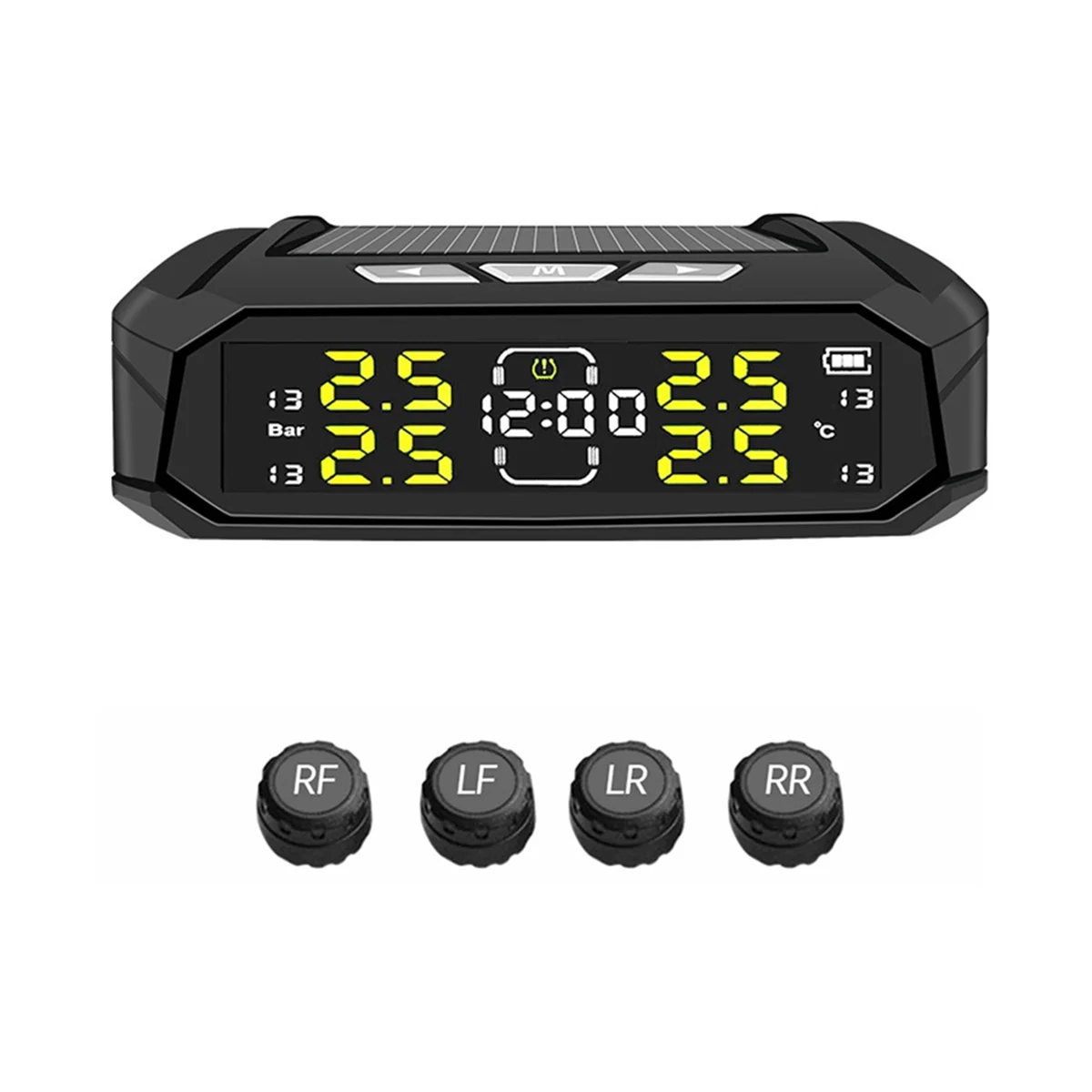 Solar Power Car TPMS Digital LCD Display Car Security Alarm Tire Pressure Monitoring System with 4 Sensors