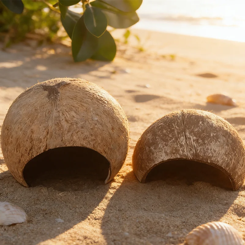 Aquarium Fish Hideout - Coconut Hut Decor for Aquarium &