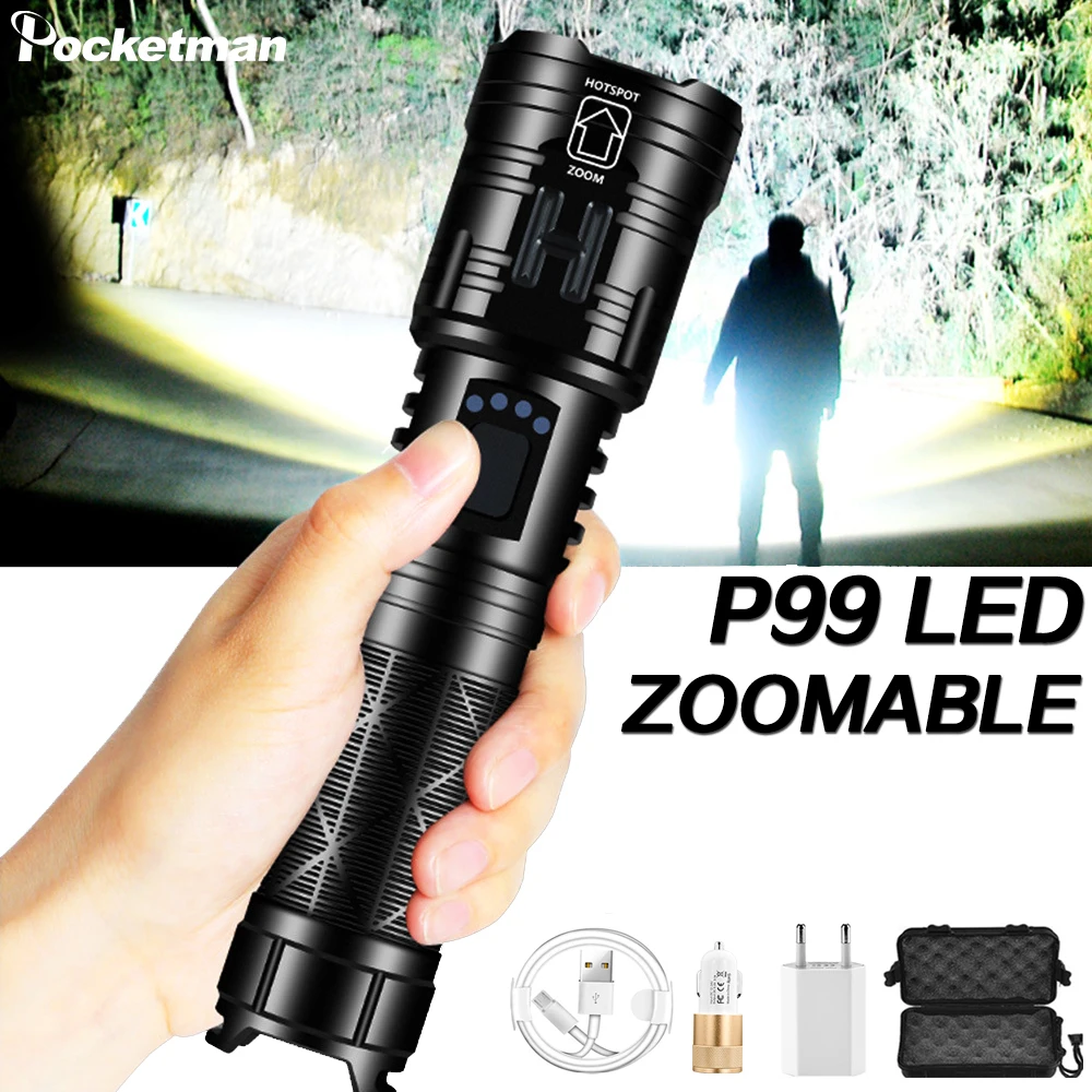 New XHP99 Led Flashlights High Lumens Tactical Flashlight Waterproof Torch Rechargeable Flashlights for Camping Hiking Emergency