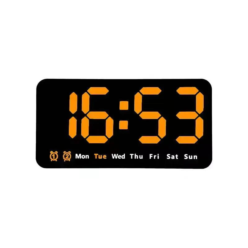 Sprachsteuerung, große digitale Wanduhr, Temperatur, Datum, Woche, DST, Schlummer-Tischuhr, 12/24 Stunden, Dual-Alarm, Wand-LED-Uhr