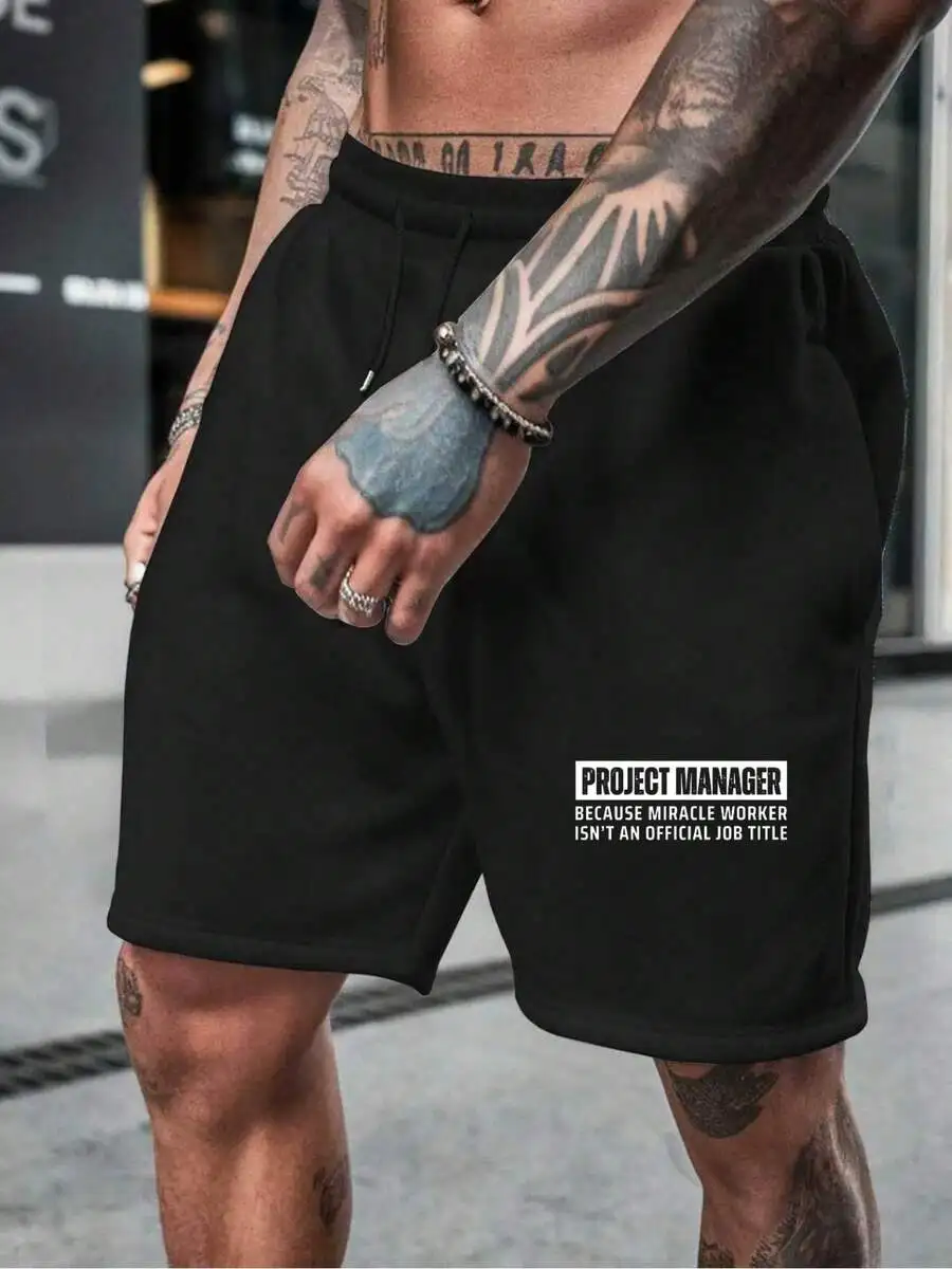 

Mens Casual Shorts With Humor Print Project Manager Gift For Office Workers