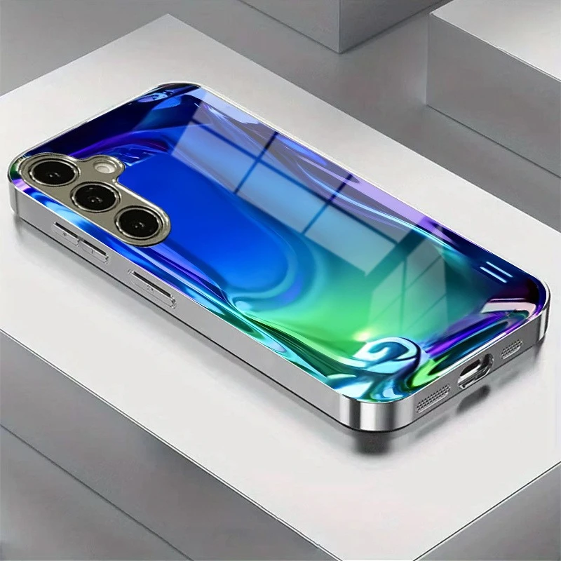 Colorful Mirage Pattern Glass Phone Case Suitable for Samsung Galaxy S26 S25 S24 S22 S21 S20 FE/Ultra/Plus Anti Drop Back Cover