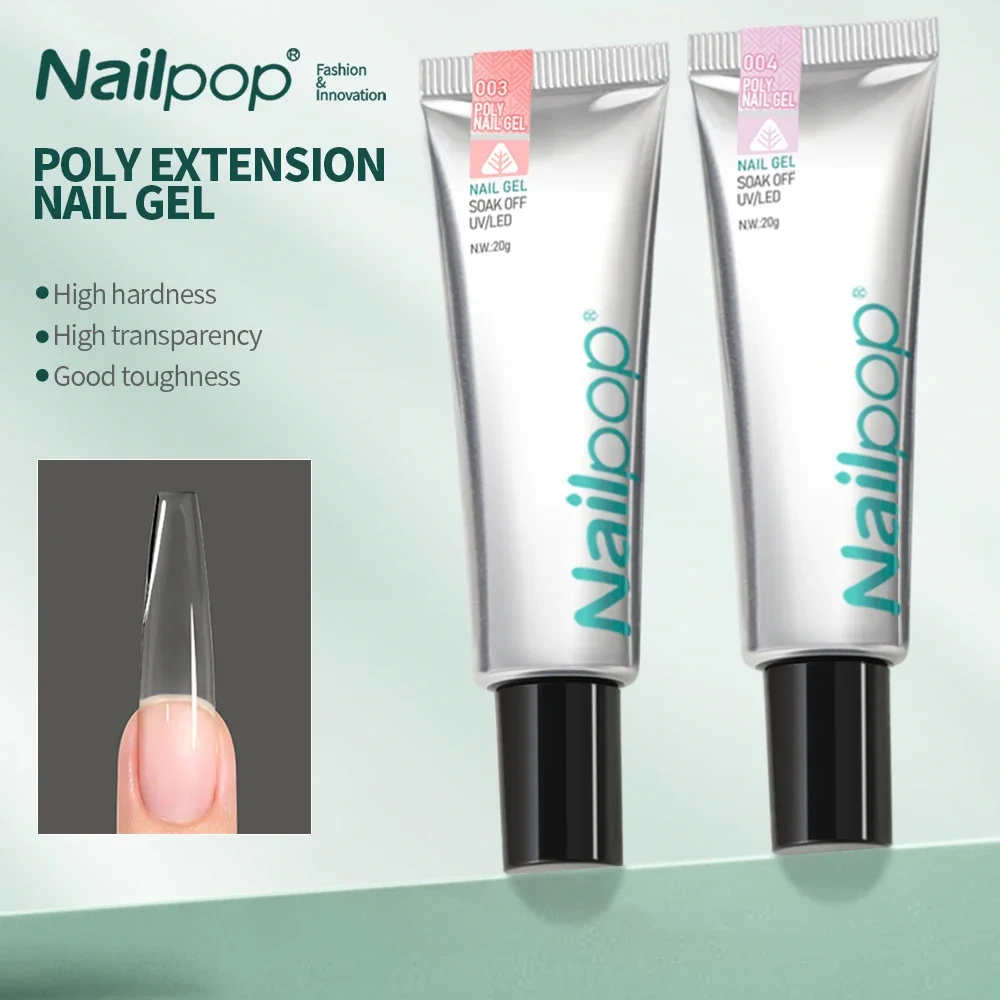 NAILPOP Poly Nail Gel 20g Nude Pink Clear Gel Builder for Nail Extension Gel Color for 3D Molding Gel Nail for DIY Salon Quality