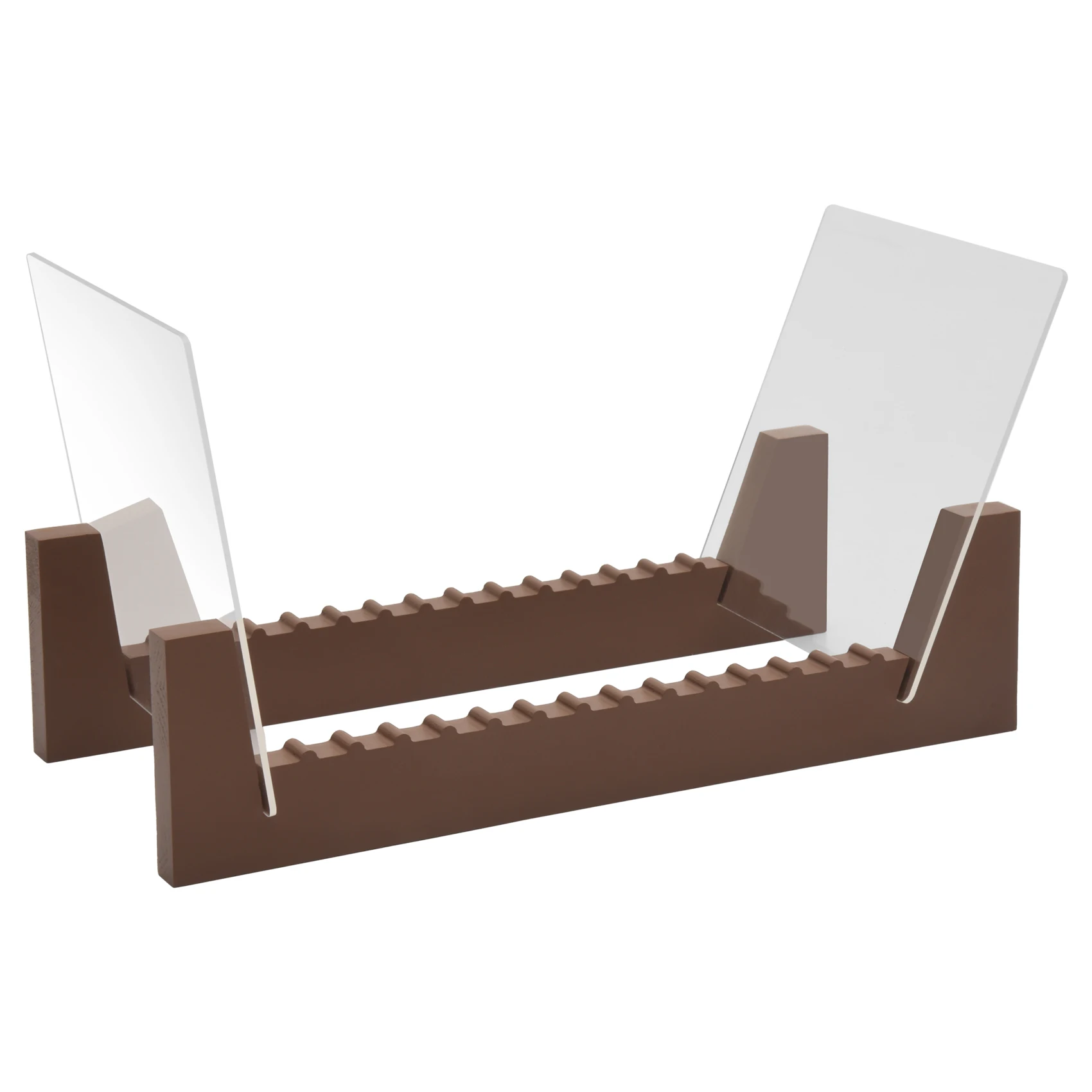 A21Q -Vinyl Record Storage Holder Large Capacity Acrylic Ends Display Stand Wooden LP Vinyl Album Desktop Rack