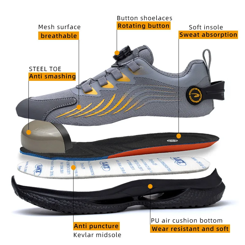 Kevlar protective shoes, anti smashing, anti puncture, wear-resistant, shock-absorbing, comfortable and safe shoes