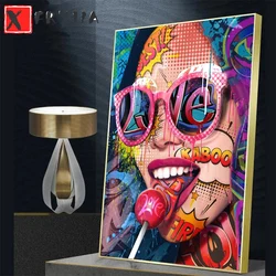 Diamond Painting Pop Art Graffiti Girl Portrait Art  5d Diamond Embroidery Full Display Diamond Mosaic Cross Stitch Decoration
