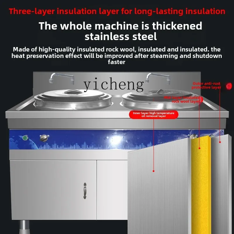 Zz double barrel noodle cooking stove energy saving gas electric double head electric heating soup pot noodle cooking bucket