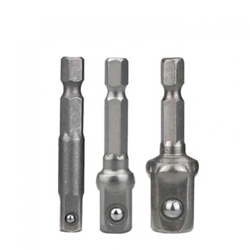 3pcs Lengthened Hex Handle Turn Square Connecting Rod Hex Shank Socket Adapter Drill Bit Driver Set for Electric Screwdriver