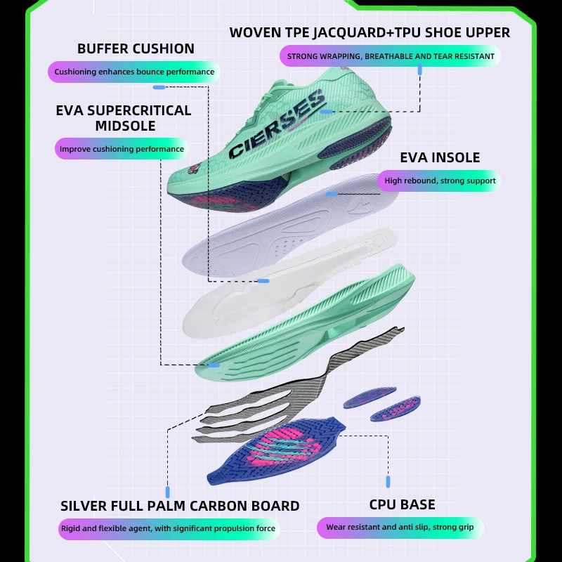 CLERSES Unisex Dragon Claw Full-Length Carbon Plate Running Shoes Marathon Running Shoes Breathable High Rebound Comfortable2440