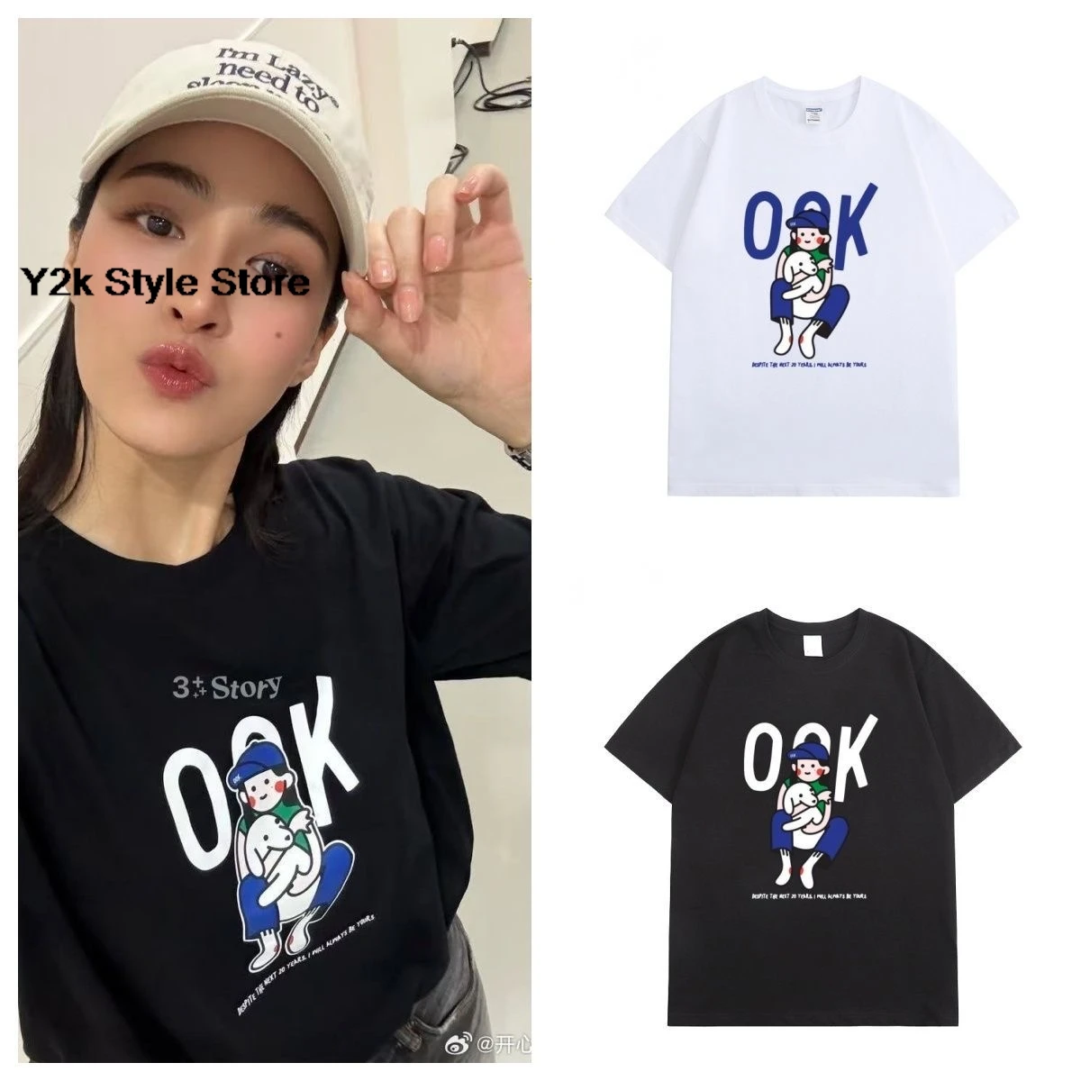 Футболка LingOrm Same TShirt Lingling Kwong Orm Fashion OOK с мультяшным принтом и надписями, летняя, из высококачественного хлопка, с коротким рукавом