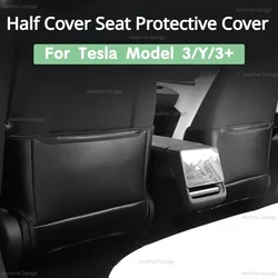 For Tesla Model 3 Y 3+ Highland 2024 Seat Backrest Anti Kick Pad Microfiber Leather Half Cover Seat Protective Cover Accessories